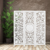 NNEDSZ Jans 3 Panel Room Divider Screen Privacy Shoji Timber Wood Stand - White
