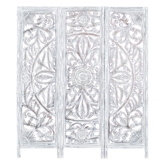 NNEDSZ Diego 3 Panel Room Divider Screen Privacy Shoji Timber Wood Stand - White