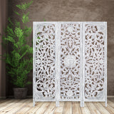 NNEDSZ Diego 3 Panel Room Divider Screen Privacy Shoji Timber Wood Stand - White