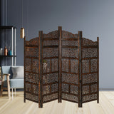 NNEDSZ Vasco 4 Panel Room Divider Screen Privacy Shoji Timber Wood Stand - Burnt