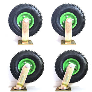 NNEDSZ 4x 10 Inch Swivel Castor Caster Pneumatic Tyres Wheels Trolley Cart Wheelbarrow