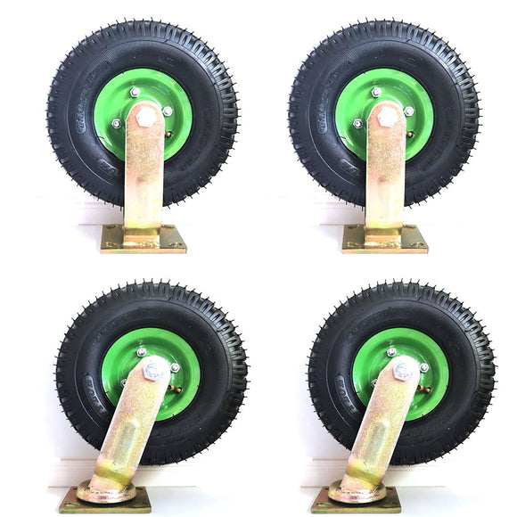 NNEDSZ 4x 10 Inch Swivel Castor Caster Pneumatic Tyres Wheels Trolley Cart Wheelbarrow