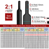 NNEDSZ 2m Shrink Tube 5/8" (16mm) 2:1 Ratio Heat Shrink Tubing Sleeving Wrap Shrinking