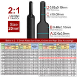 NNEDSZ 2m Polyolefin Shrink Tube 25/32" (20mm) 2:1 Ratio Heat Shrink Tubing Sleeving Wrap Shrinking