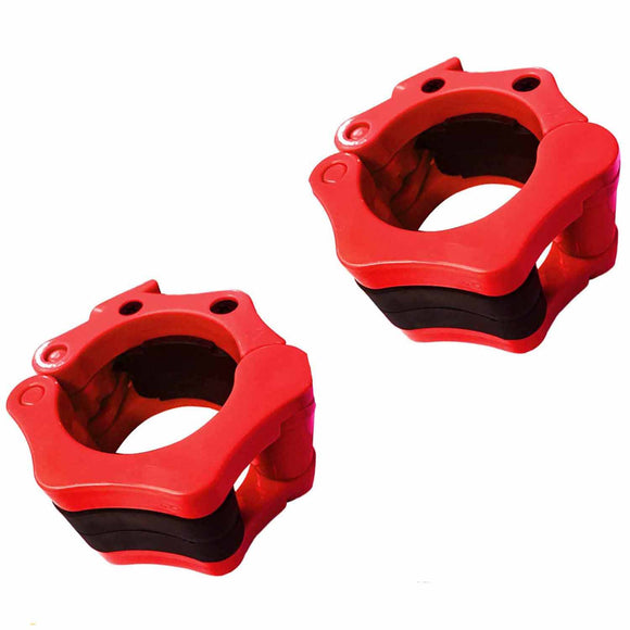 NNEDSZ 2Pcs 1in / 25mm Dumbbell Clamps Barbell Clamps Collars Clips Bar Plates Collar Clips Red