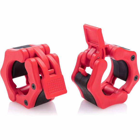 NNEDSZ 2Pcs 2in / 50mm Olympic Dumbbell Clamps Barbell Clamps Collars Clips Bar Plates Collar Clips Red