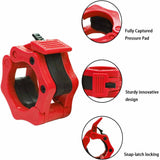 NNEDSZ 2Pcs 2in / 50mm Olympic Dumbbell Clamps Barbell Clamps Collars Clips Bar Plates Collar Clips Red