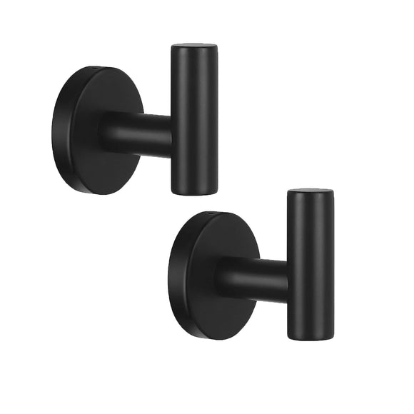 NNEDSZ 2 Pcs Wall Mount Bathroom Towel Hooks Holder Cloth Hanger Hook Kitchen Door Hanger Black
