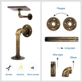 NNEDSZ 4PCS Pipe Floating Shelf Bracket Industrial Pipe Shelf Bracket Mounting Bracket Storage Racks Decor Bronze
