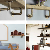 NNEDSZ 4PCS Pipe Floating Shelf Bracket Industrial Pipe Shelf Bracket Mounting Bracket Storage Racks Decor Bronze