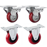 NNEDSZ 4x 4 inch Heavy Duty 2x Fixed + 2x Swivel Casters Load 520kg Lockable Castor Caster Wheels Swivel Casters with Brakes