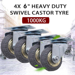 NNEDSZ 4x 6" 150mm Heavy Duty Industrial Swivel Caster Wheels (2x swivel + 2x fixed ) Castor 1000KG Trolley