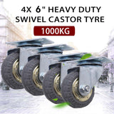 NNEDSZ 4x 6" 150mm Heavy Duty Industrial Swivel Caster Wheels (2x swivel + 2x fixed ) Castor 1000KG Trolley