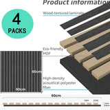 NNEDSZ 4 Pcs 60cm x 60cm Wall Panel Wood Slat Acoustic Panels Sound Absorbing Proof Panel for Wall Ceiling Decorative Black