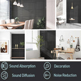 NNEDSZ 4 Pcs 60cm x 60cm Wall Panel Wood Slat Acoustic Panels Sound Absorbing Proof Panel for Wall Ceiling Decorative Black