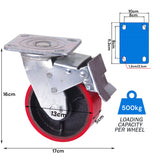 NNEDSZ 5 inch Industrial 500KG Caster Wheels Swivel with Brake Locking Casters Castor Wheels Cart Furniture Workbench