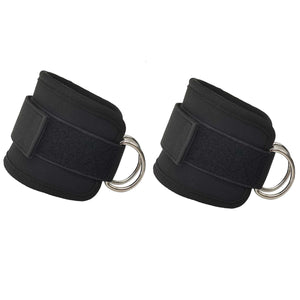 NNEDSZ 2x Adjustable Ankle Straps for Cable Machines D-Rings Gym Cuff Kickbacks Glute Workouts Leg Extensions Straps Hip Black