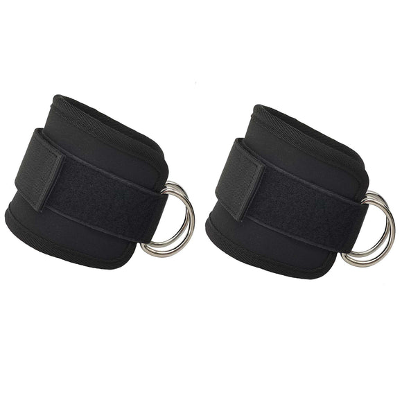 NNEDSZ 2x Adjustable Ankle Straps for Cable Machines D-Rings Gym Cuff Kickbacks Glute Workouts Leg Extensions Straps Hip Black
