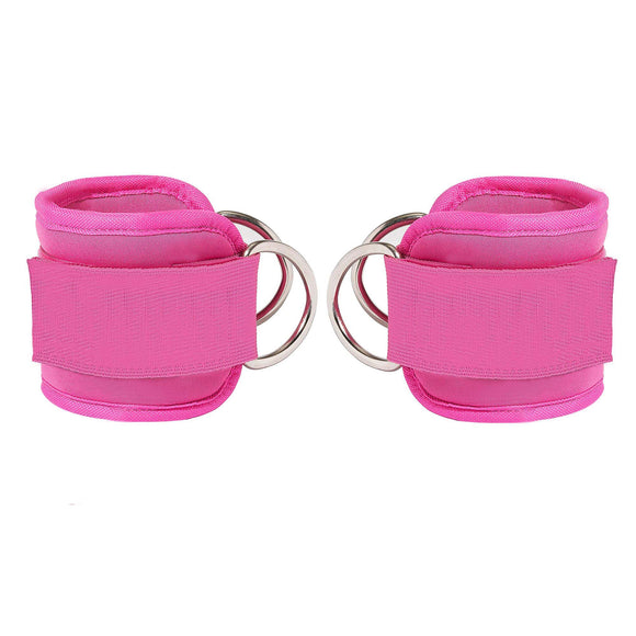 NNEDSZ 2x Adjustable Ankle Straps for Cable Machines D-Rings Gym Cuff Kickbacks Glute Workouts Leg Extensions Straps Hip Pink