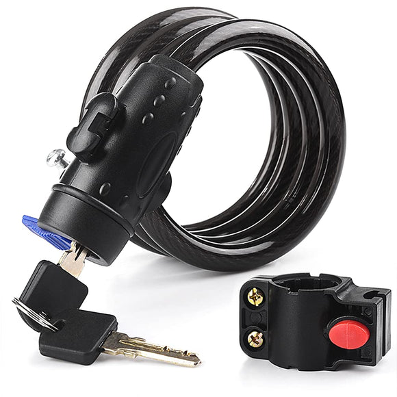 NNEDSZ 1.2m 2 Keys Bicycle Lock Bike Cable Locks Motorcycle Lock  Mounting Bracket Scooter Lock