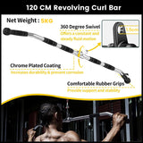 NNEDSZ 120cm Tricep Press Solid Pulldown Bar Cable Machine Revolving LAT Pull down Bar Rotating Curl Bar