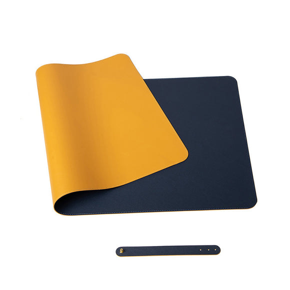 NNEDSZ Dark Blue 90cm*45cm Dual Side Office Desk Pad Waterproof PU Leather Computer Mouse Pad