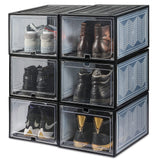 NNEDSZ 6x Large Shoe Storage Boxes Stackable Shoe Box Organisers Containers Display Cases Bins Magnetic Door