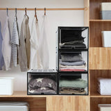 NNEDSZ 6x Large Shoe Storage Boxes Stackable Shoe Box Organisers Containers Display Cases Bins Magnetic Door