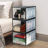NNEDSZ 6x Large Shoe Storage Boxes Stackable Shoe Box Organisers Containers Display Cases Bins Magnetic Door