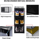 NNEDSZ 6x Large Shoe Storage Boxes Stackable Shoe Box Organisers Containers Display Cases Bins Magnetic Door