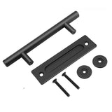 NNEDSZ 30cm Pull and Flush Barn Door Handle Square Handles set of Frosted Black Surface Round