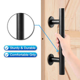 NNEDSZ 30cm Pull and Flush Barn Door Handle Square Handles set of Frosted Black Surface Round
