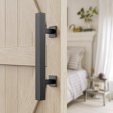 NNEDSZ 30cm Pull and Flush Barn Door Handle Square Handles set of Frosted Black Surface Square