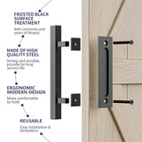 NNEDSZ 30cm Pull and Flush Barn Door Handle Square Handles set of Frosted Black Surface Square