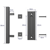 NNEDSZ 30cm Pull and Flush Barn Door Handle Square Handles set of Frosted Black Surface Square