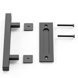 NNEDSZ 30cm Pull and Flush Barn Door Handle Square Handles set of Frosted Black Surface Square
