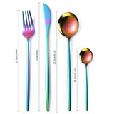 NNEDSZ 16-Piece Stainless Steel Rainbow Color Set, Knife Fork Spoon Flatware Set Cutlery Set