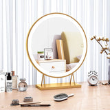NNEDSZ Touch Screen Table Desktop LED Light Vanity Mirror Makeup Mirror Round Mirror 40cm