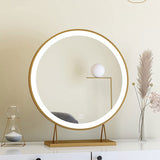 NNEDSZ Touch Screen Table Desktop LED Light Vanity Mirror Makeup Mirror Round Mirror 40cm