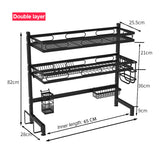 NNEDSZ 65cm 3 tier Over Single Sink Dish Drying Rack Drainer Kitchen Cutlery Holder Storage Organizer