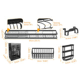 NNEDSZ 65cm 3 tier Over Single Sink Dish Drying Rack Drainer Kitchen Cutlery Holder Storage Organizer