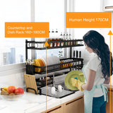 NNEDSZ 85cm 3 tier Over Sink Dish Drying Rack Drainer Kitchen Cutlery Holder Storage Organizer