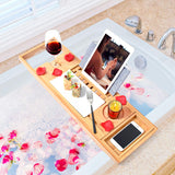 NNEDSZ Bamboo Bathtub Bath tub TTable Caddy TCellphone,Book,TWineglass Holder