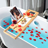 NNEDSZ Bamboo Bathtub Bath tub TTable Caddy TCellphone,Book,TWineglass Holder