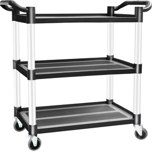 NNEDSZ 3 Tier Large Service Food Cart Restaurant Trolley Utility Cart Kitchen Catering Shelf Storage