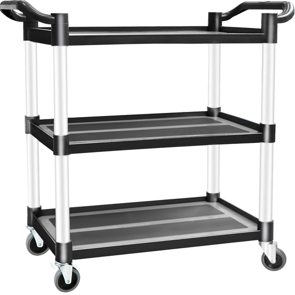 NNEDSZ 3 Tier Large Service Food Cart Restaurant Trolley Utility Cart Kitchen Catering Shelf Storage