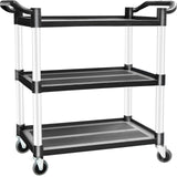 NNEDSZ 3 Tier Large Service Food Cart Restaurant Trolley Utility Cart Kitchen Catering Shelf Storage