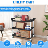 NNEDSZ 3 Tier Large Service Food Cart Restaurant Trolley Utility Cart Kitchen Catering Shelf Storage