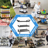 NNEDSZ 3 Tier Large Service Food Cart Restaurant Trolley Utility Cart Kitchen Catering Shelf Storage
