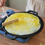 NNEDSZ34cm Seasoned Cast Iron Induction Crepes Pan Baking Pancake Tool Pizza Bakeware